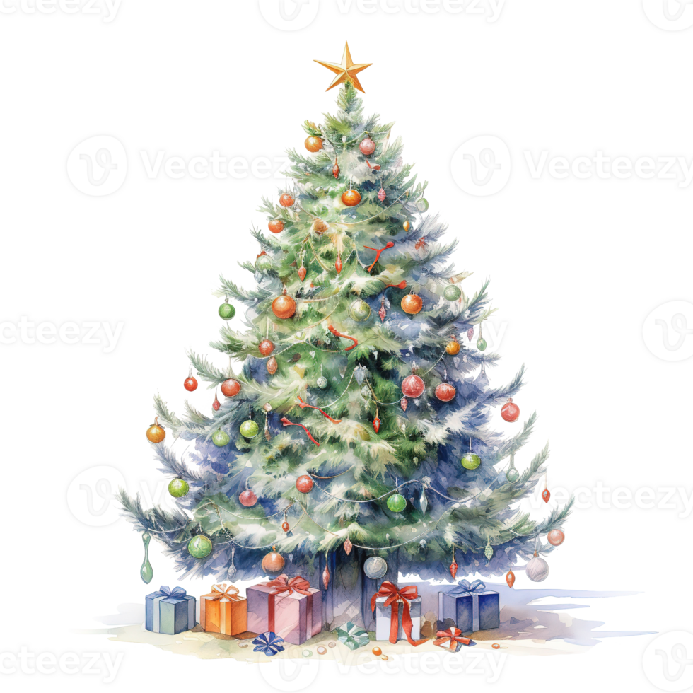 Natale albero per Natale evento. acquerello stile. ai generato png