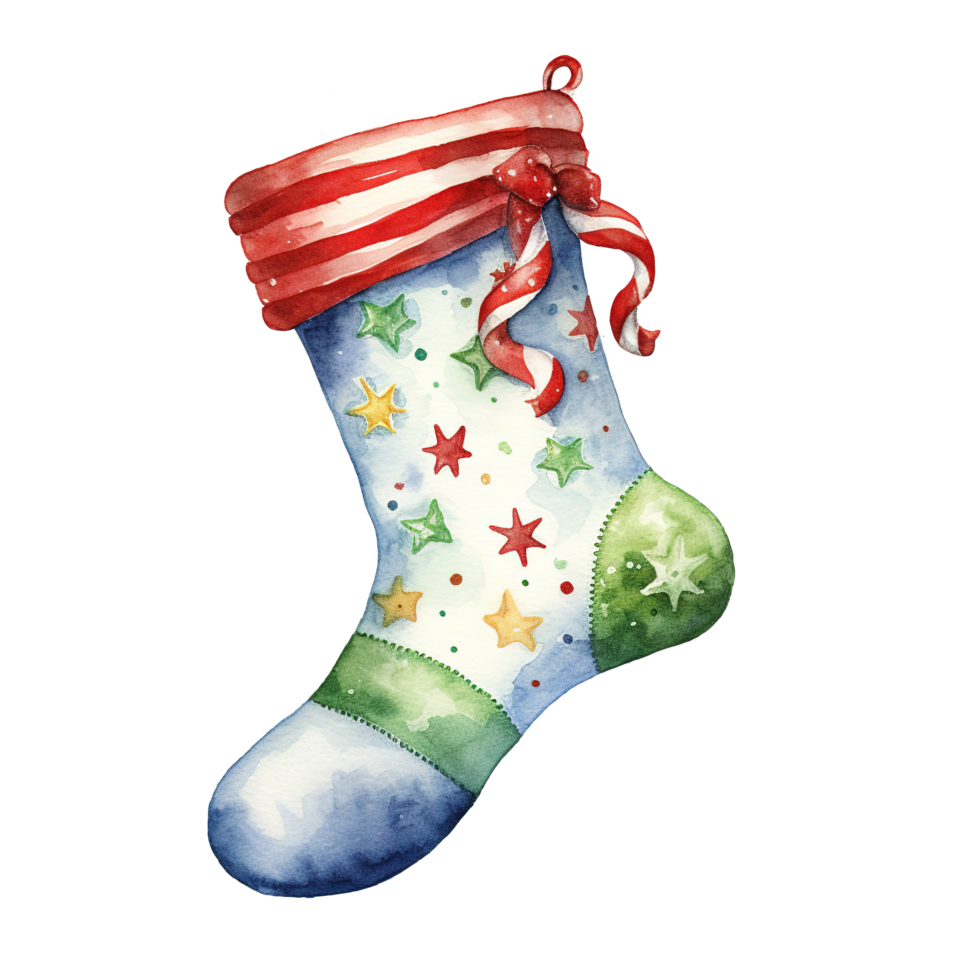 Winter Socks For Christmas Event. Watercolor Style. AI Generated png