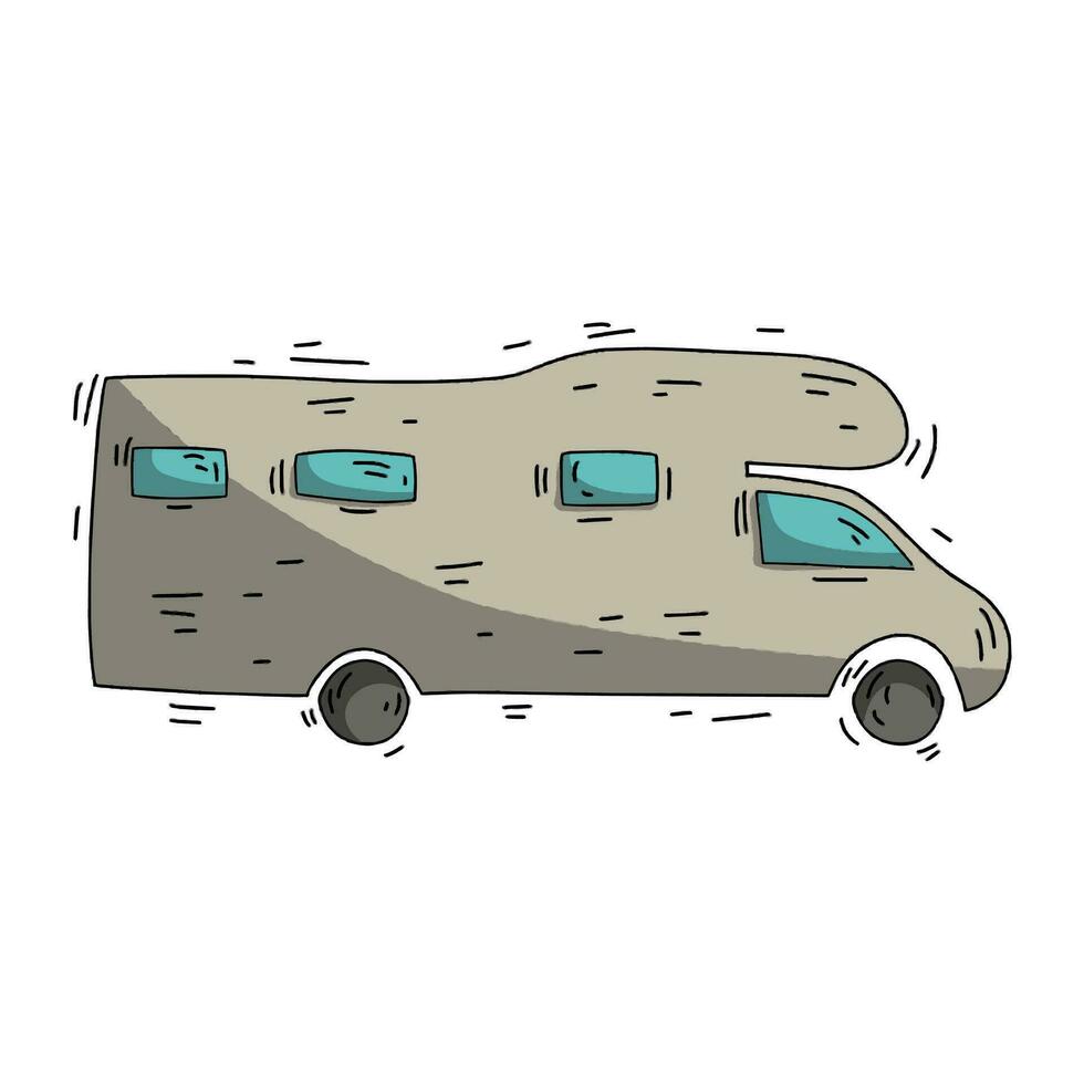 hand drawn doodle style caravan vector