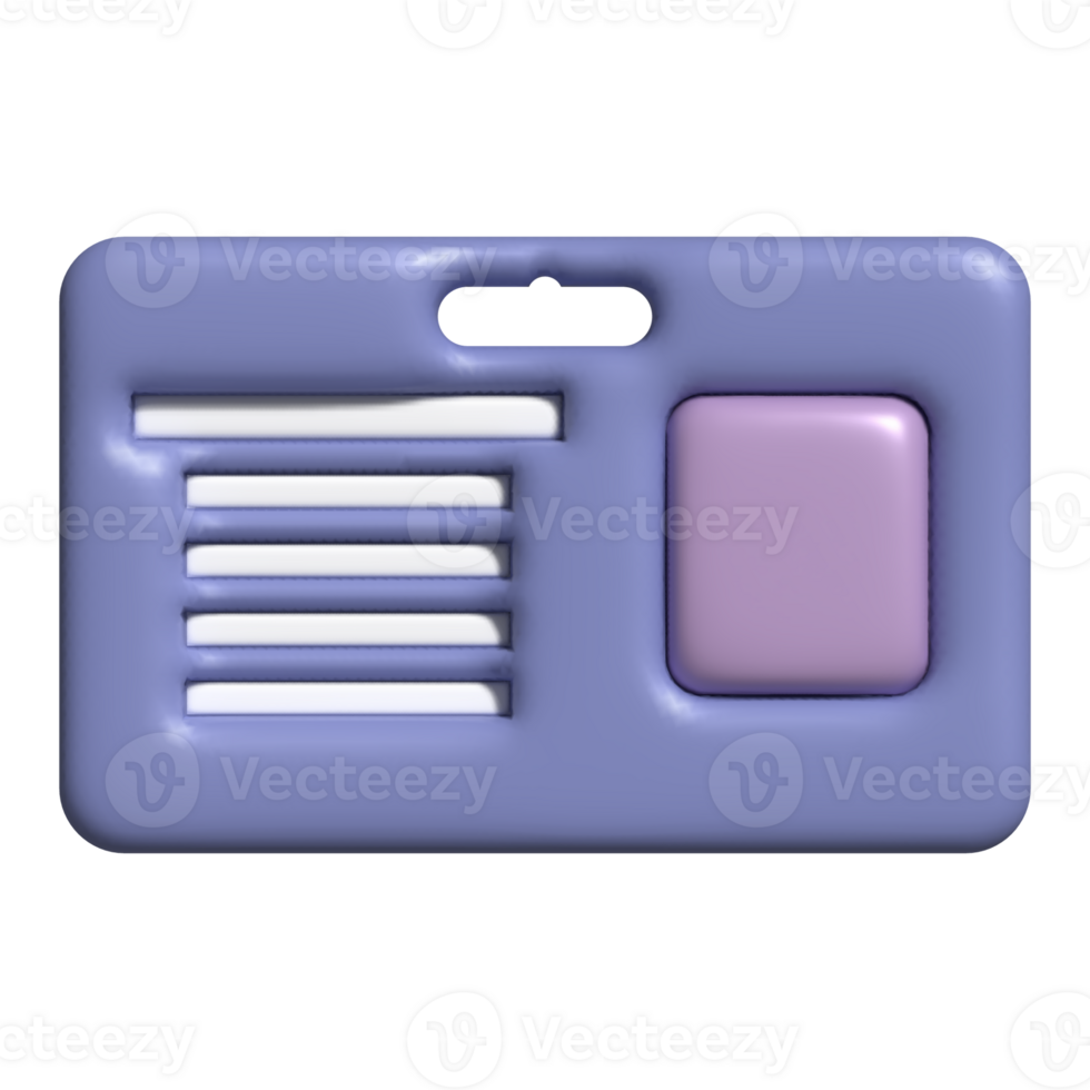 Id card, plastic card, badge icon. 3d illustration. png