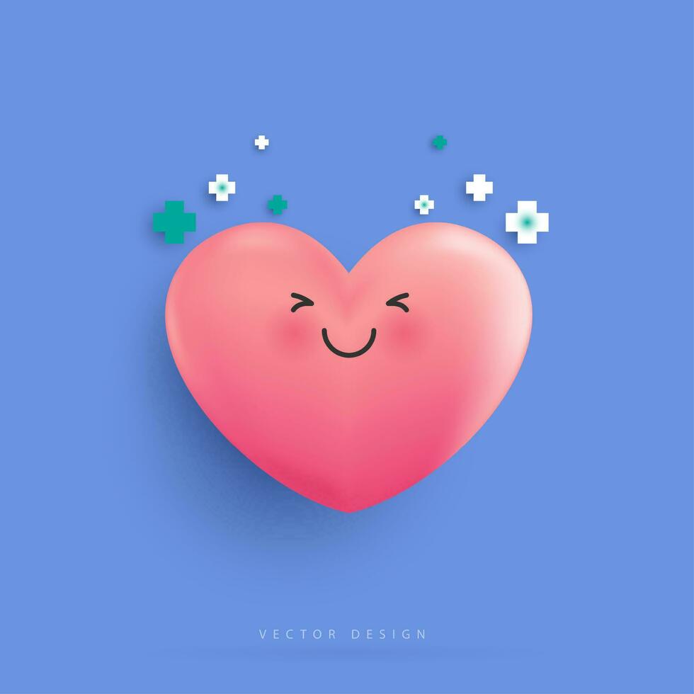 Smiling heart and happy. design cartoon icon heart symbol love.  Suitable for Valentine's Day, Mother's Day, card, web, banner, poster, flyer, brochure and print. vector design.