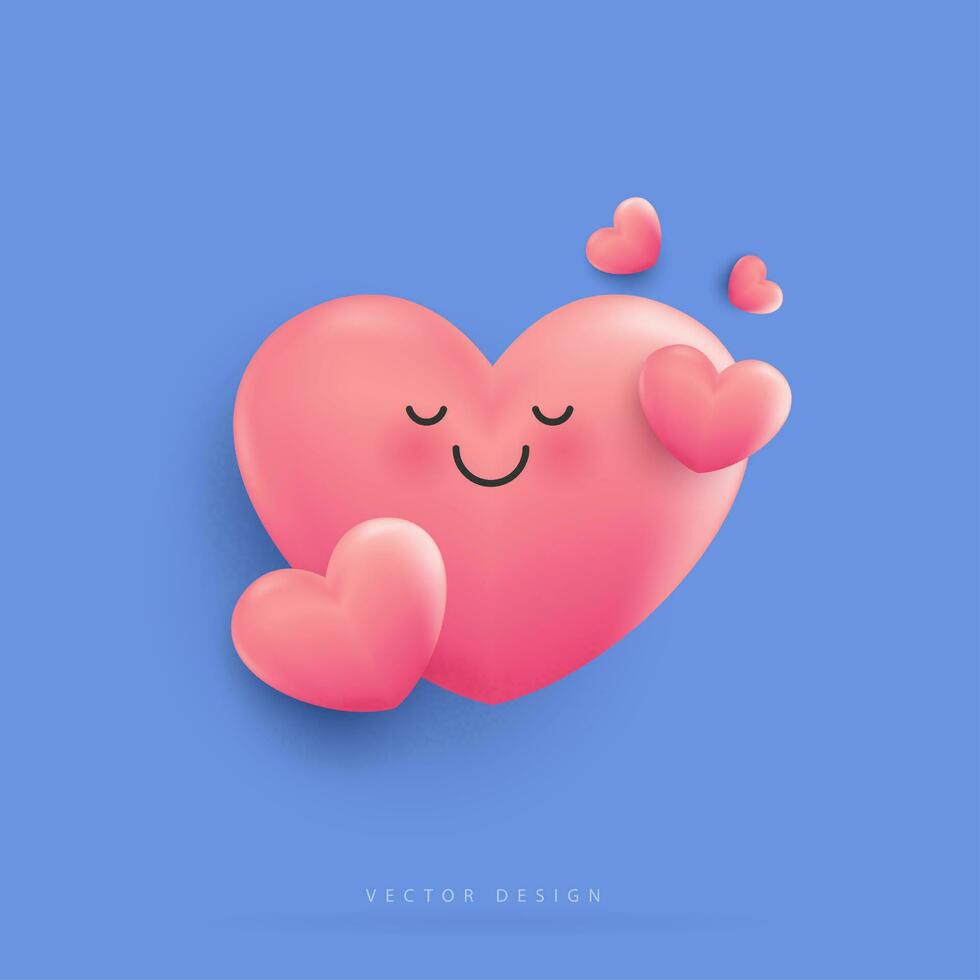 Smiling heart and happy. design cartoon icon heart symbol love.  Suitable for Valentine's Day, Mother's Day, card, web, banner, poster, flyer, brochure and print. vector design.