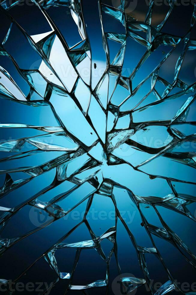 A fragmented mirror reflecting distorted self image isolated on a white background photo