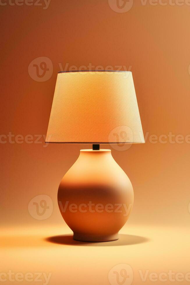 Glowing night lamp casting soft shadows isolated on a beige gradient background photo