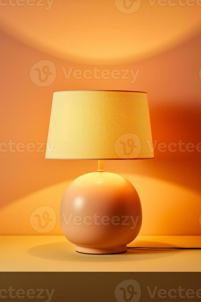 Glowing night lamp casting soft shadows isolated on a beige gradient background photo