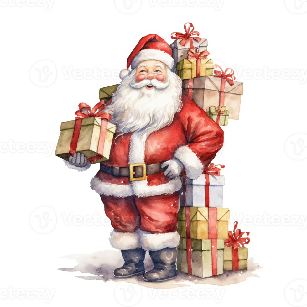 Santa Carrying Gifts For Christmas Event Watercolor Style AI santa-carrying-gifts-for-christmas-event-watercolor-style-ai