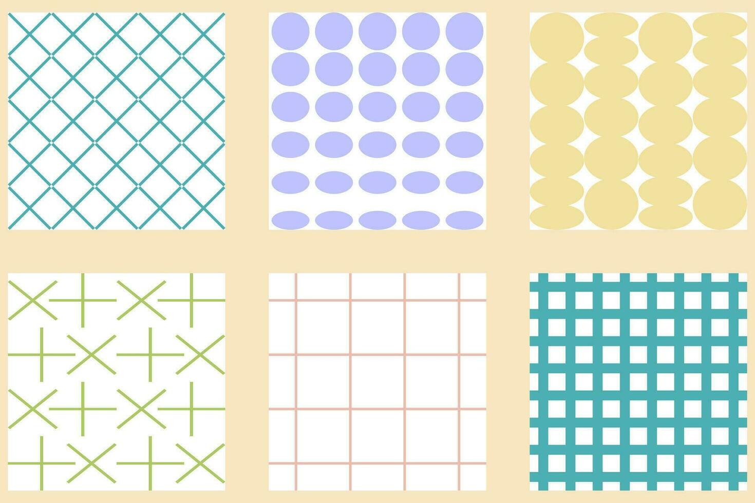 Geometric seamless pattern in trendy retro brutalist style. Abstract shapes print collection for tee, paper, textile and fabric. vector