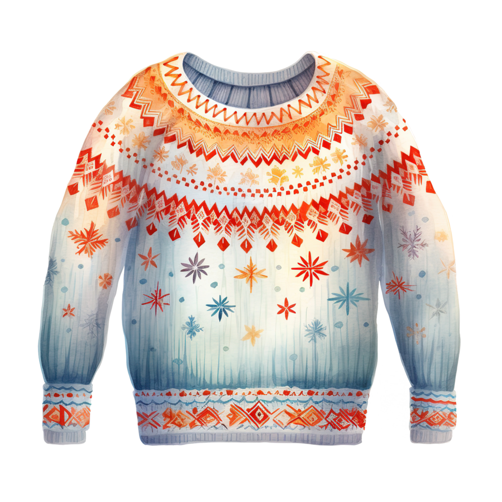 Knit Sweater For Christmas Event. Watercolor Style. AI Generated png