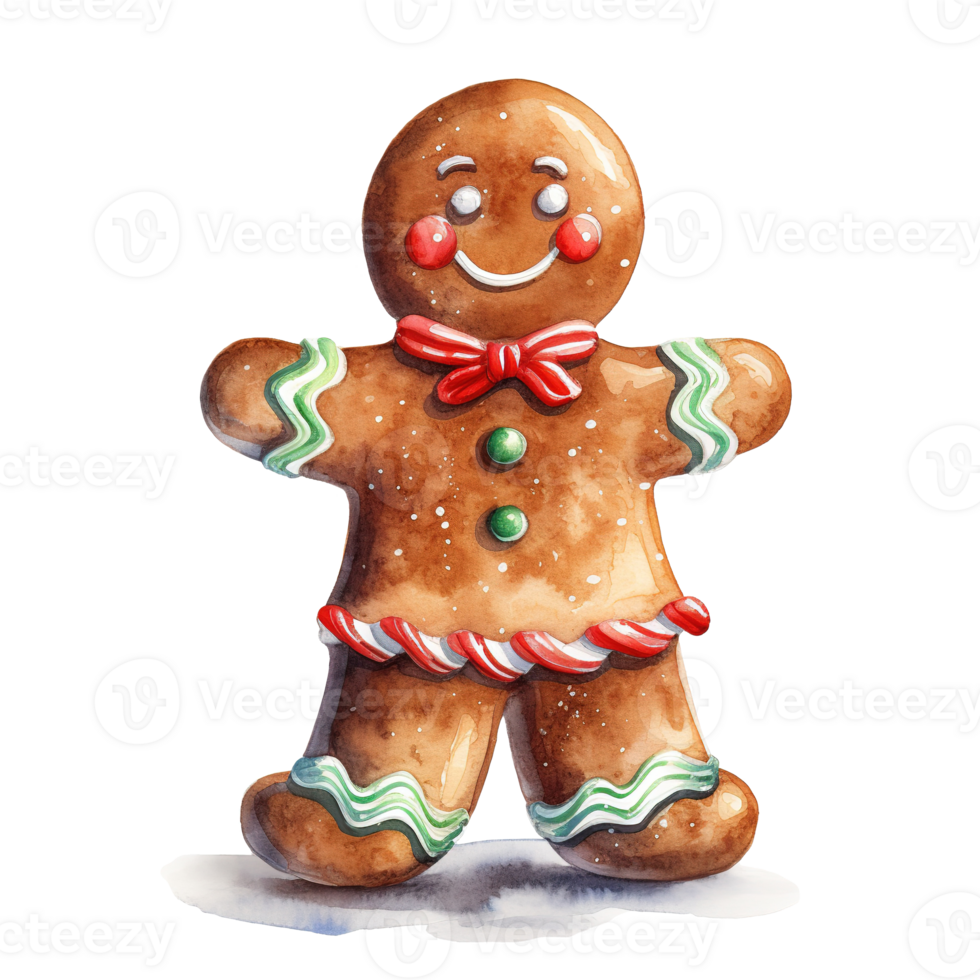 Gingerbread Men For Christmas Event. Watercolor Style. AI Generated png