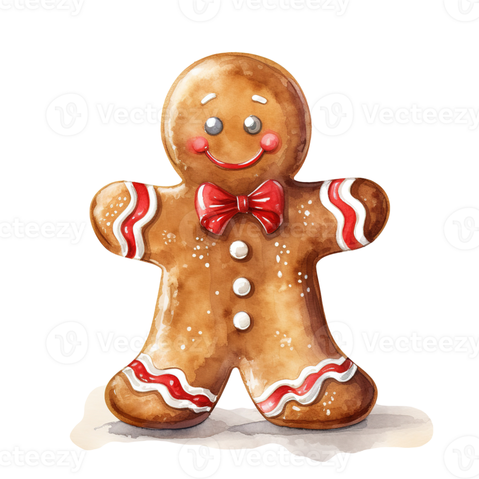 Gingerbread Men For Christmas Event. Watercolor Style. AI Generated png