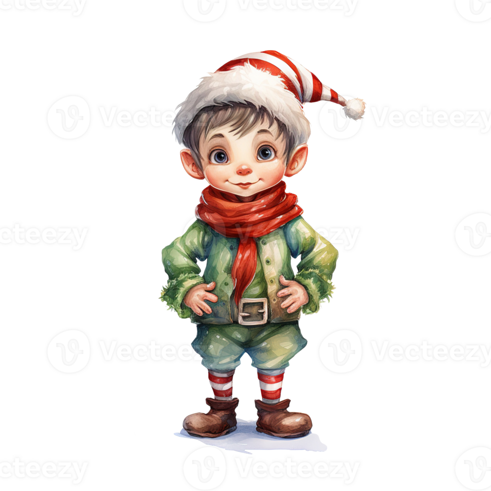 Elf For Christmas Event. Watercolor Style. AI Generated png