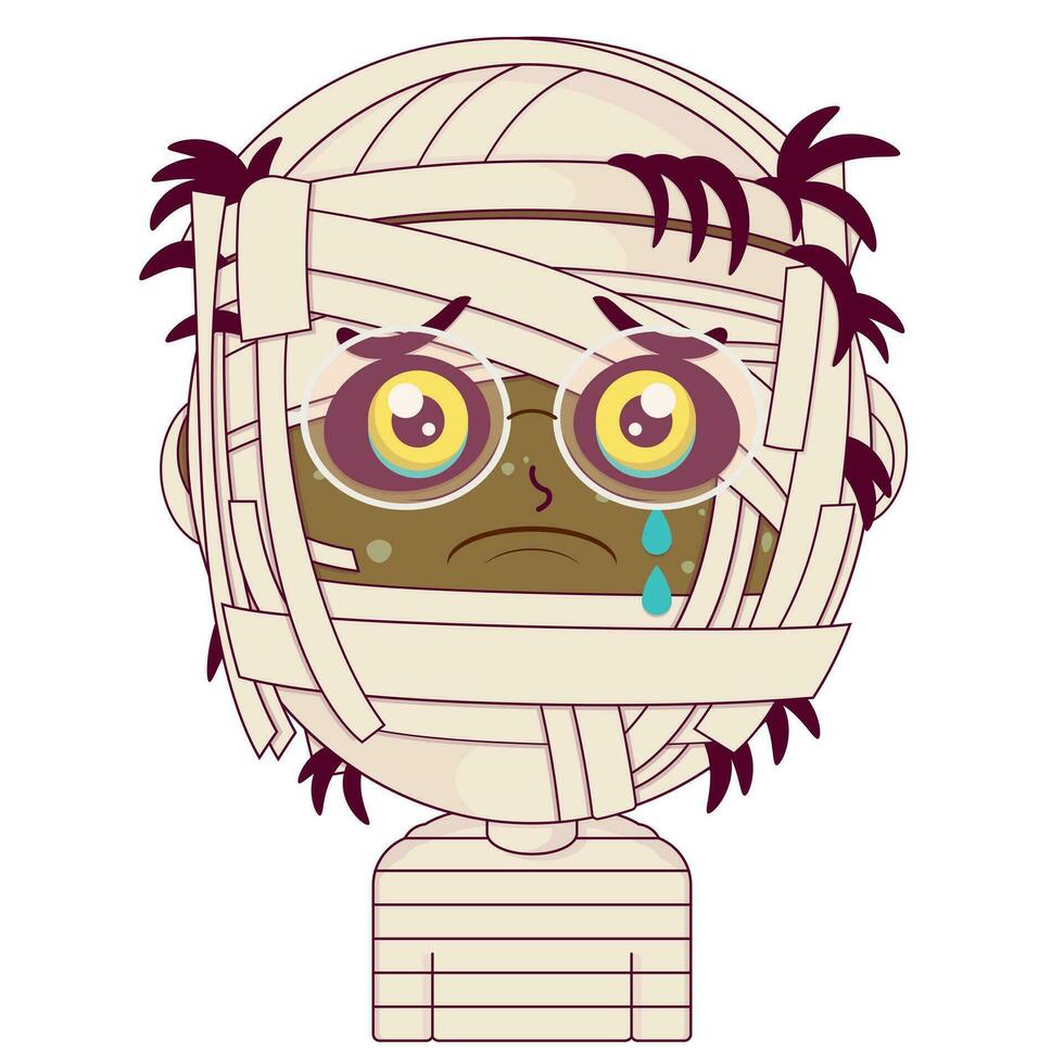 mummy crying and scared face cartoon cute vector