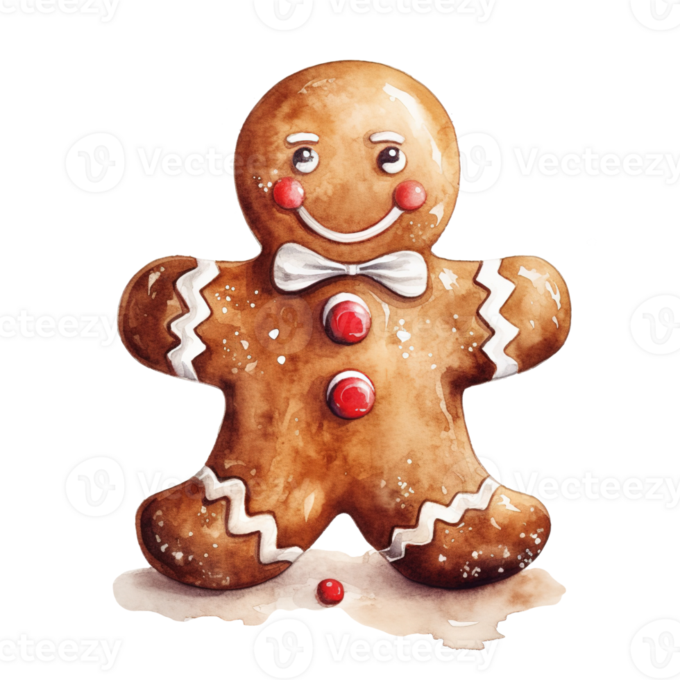 Gingerbread Men For Christmas Event. Watercolor Style. AI Generated png