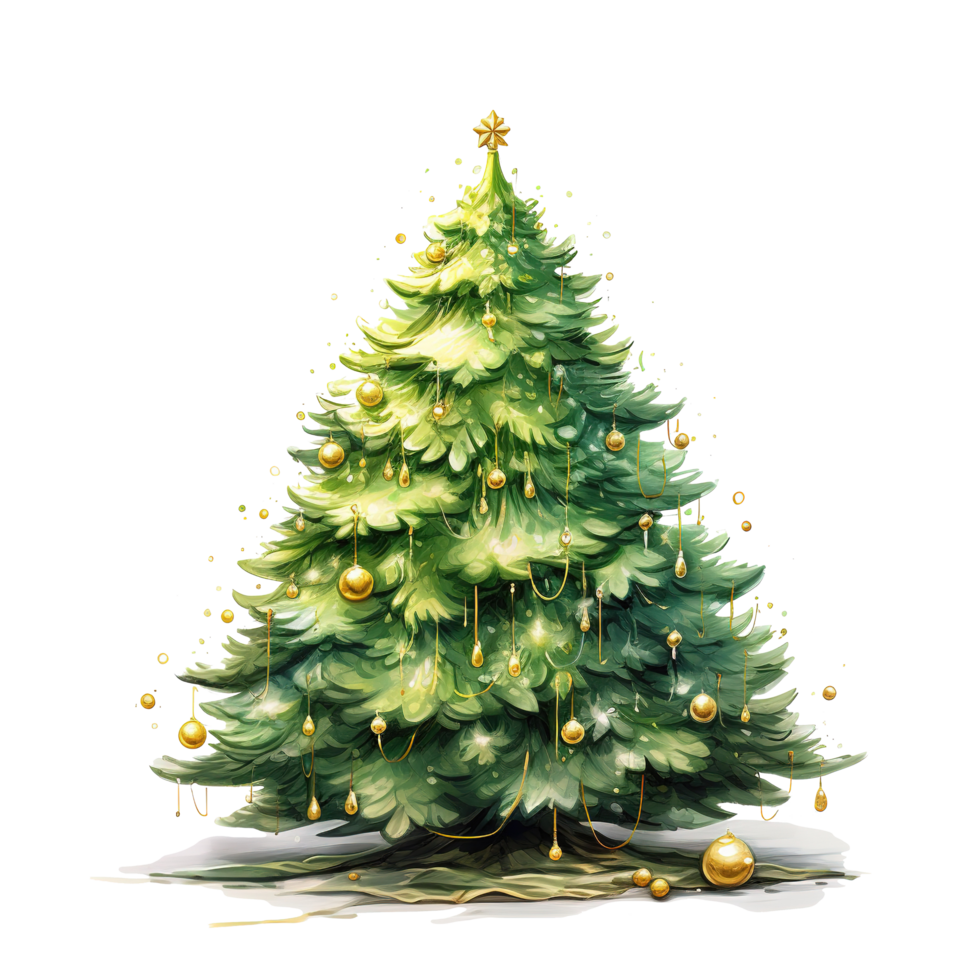 Christmas Tree For Christmas Event. Watercolor Style. AI Generated png