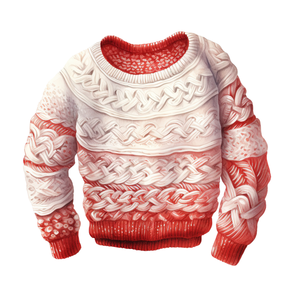 Knit Sweater For Christmas Event. Watercolor Style. AI Generated png