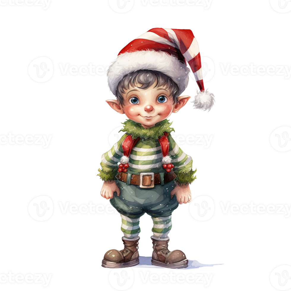 Elf For Christmas Event. Watercolor Style. AI Generated png