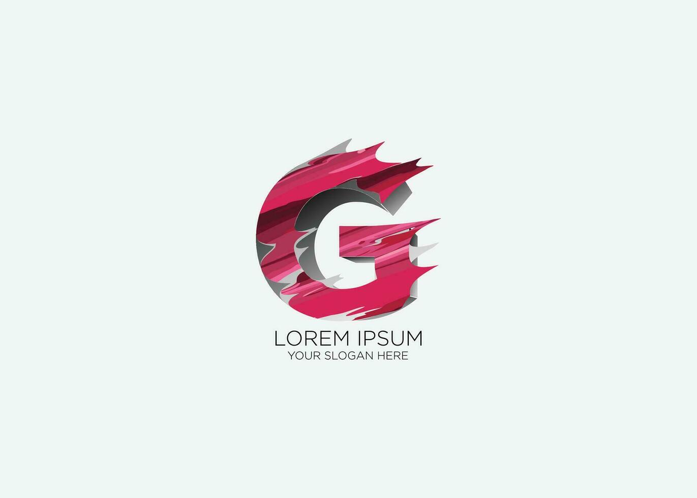 the letter g logo with a pink and gray background vector