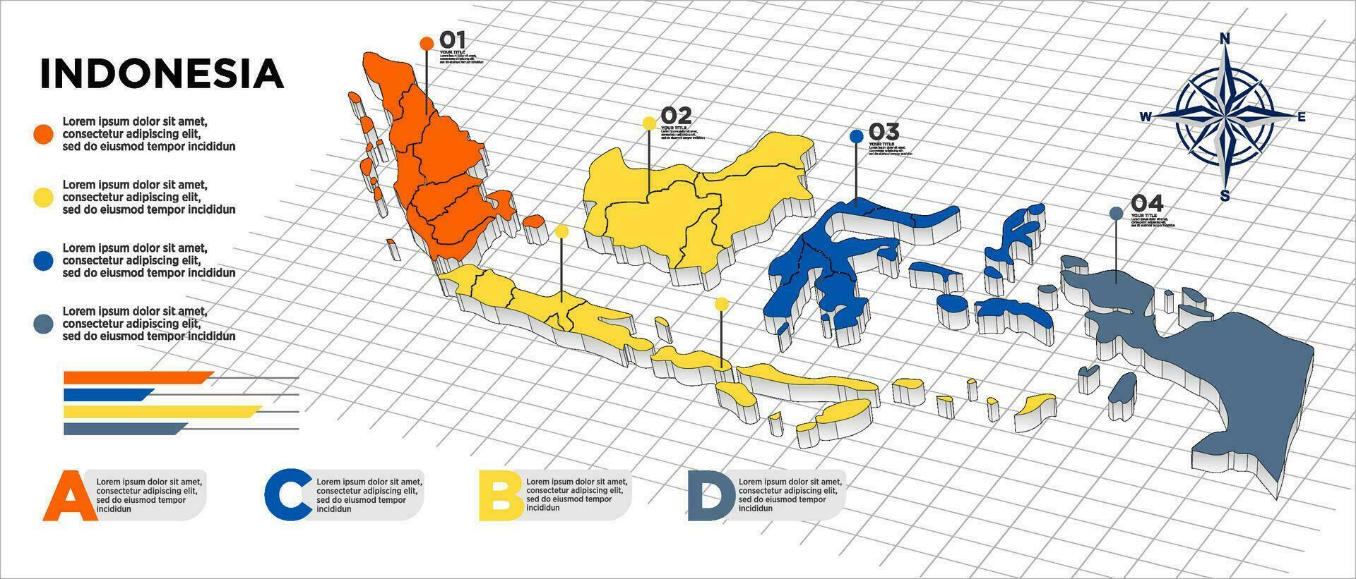 Indonesia mapa con el del país regiones y estados vector