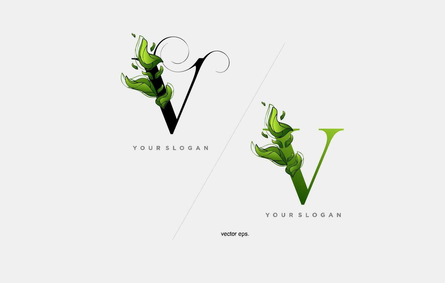 leaf letter v logo vector