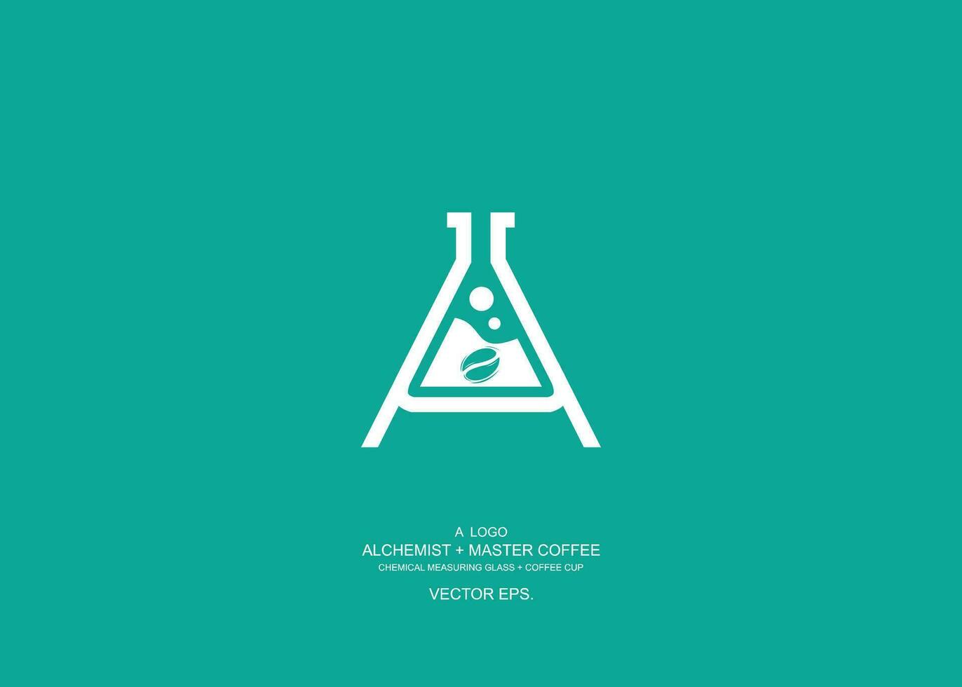 a logo for a coffee shop with a flask and a coffee cup, coffee and chemical logo vector