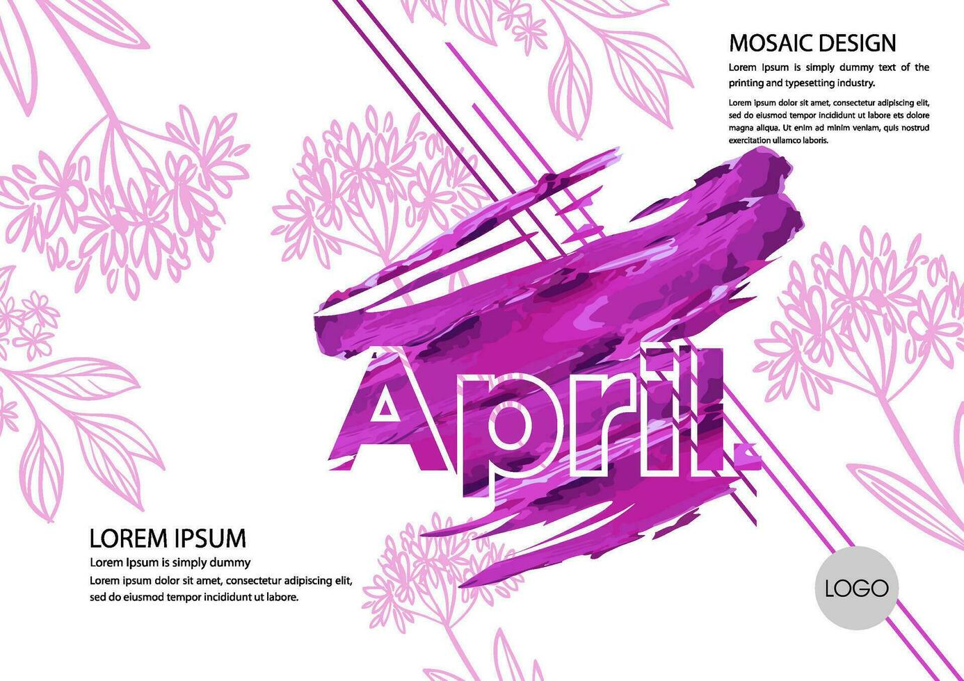 a purple background with the words april calendar vector