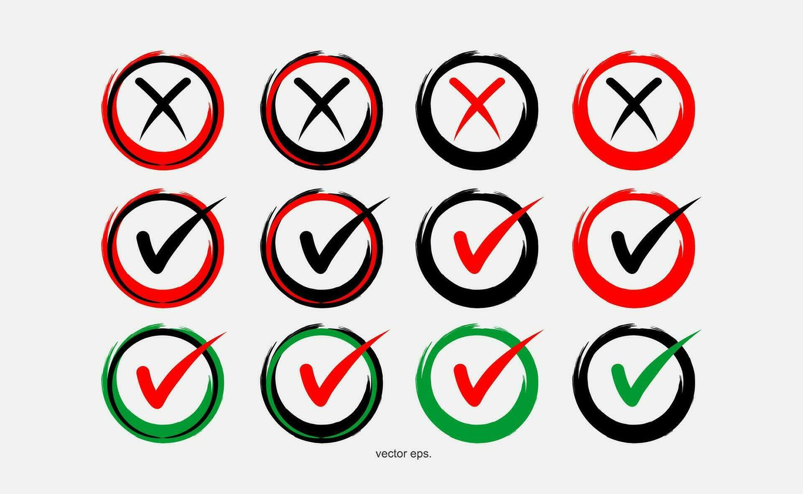 a set of check marks in different colors vector