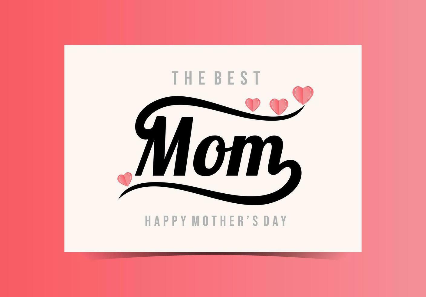 contento de la madre día tarjeta diseño con corazones y el palabra el mejor mamá vector