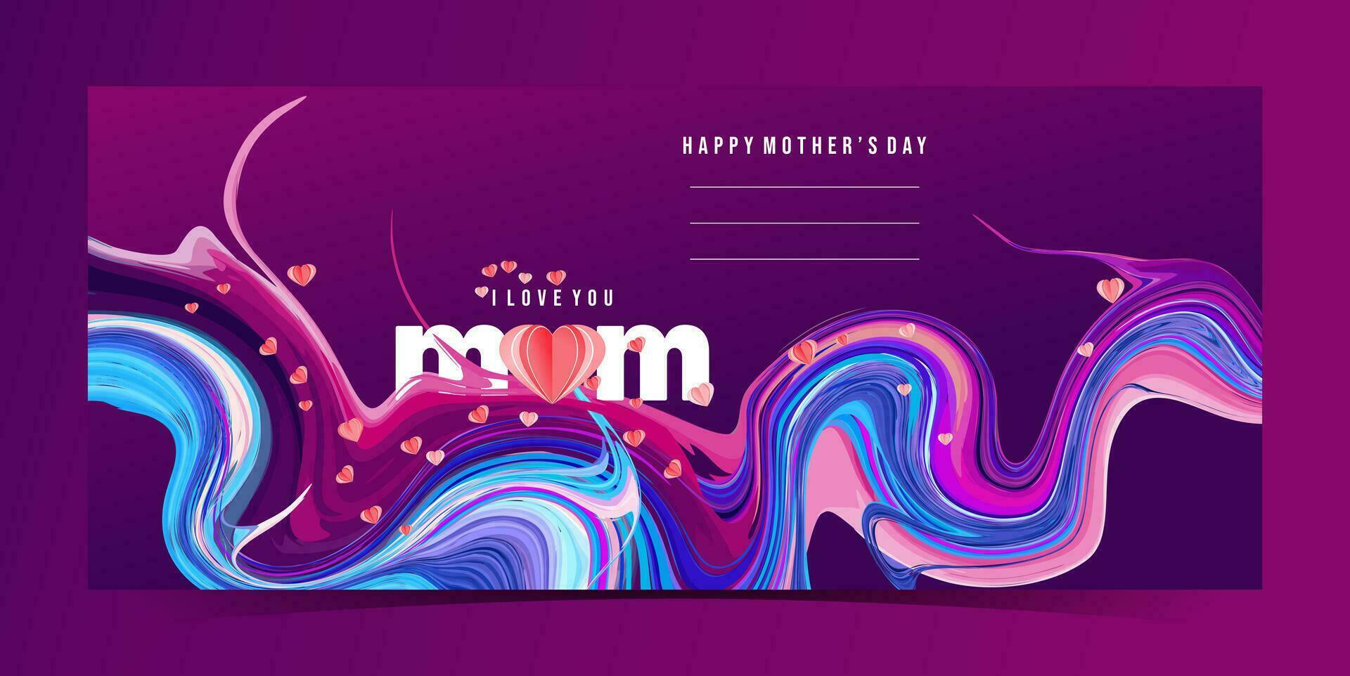 mother's day card with colorful waves and text vector