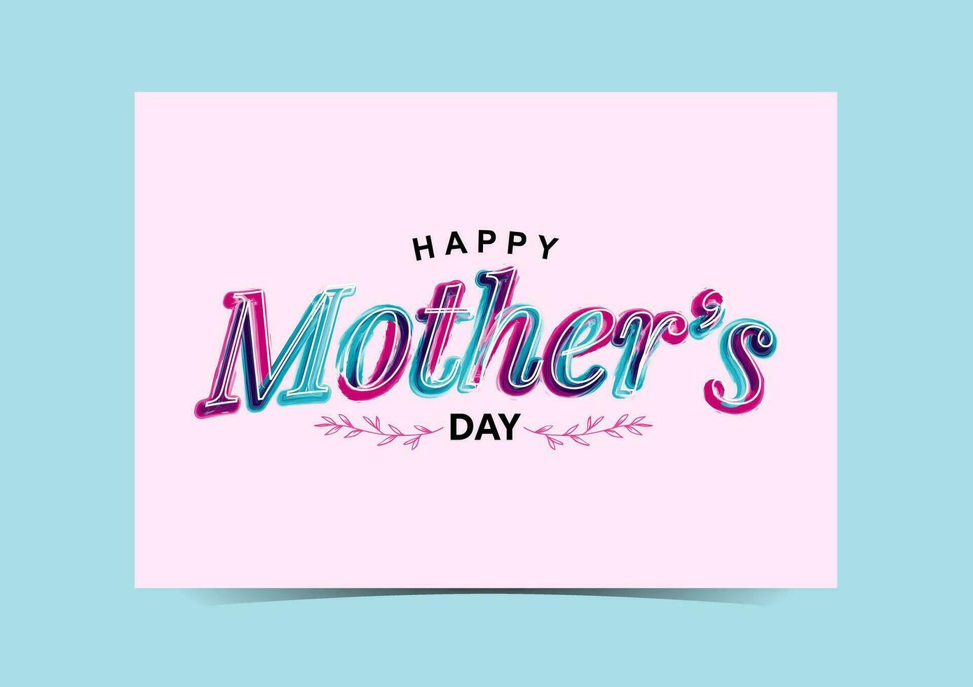 happy mothers day text in pink lettering on blue background vector