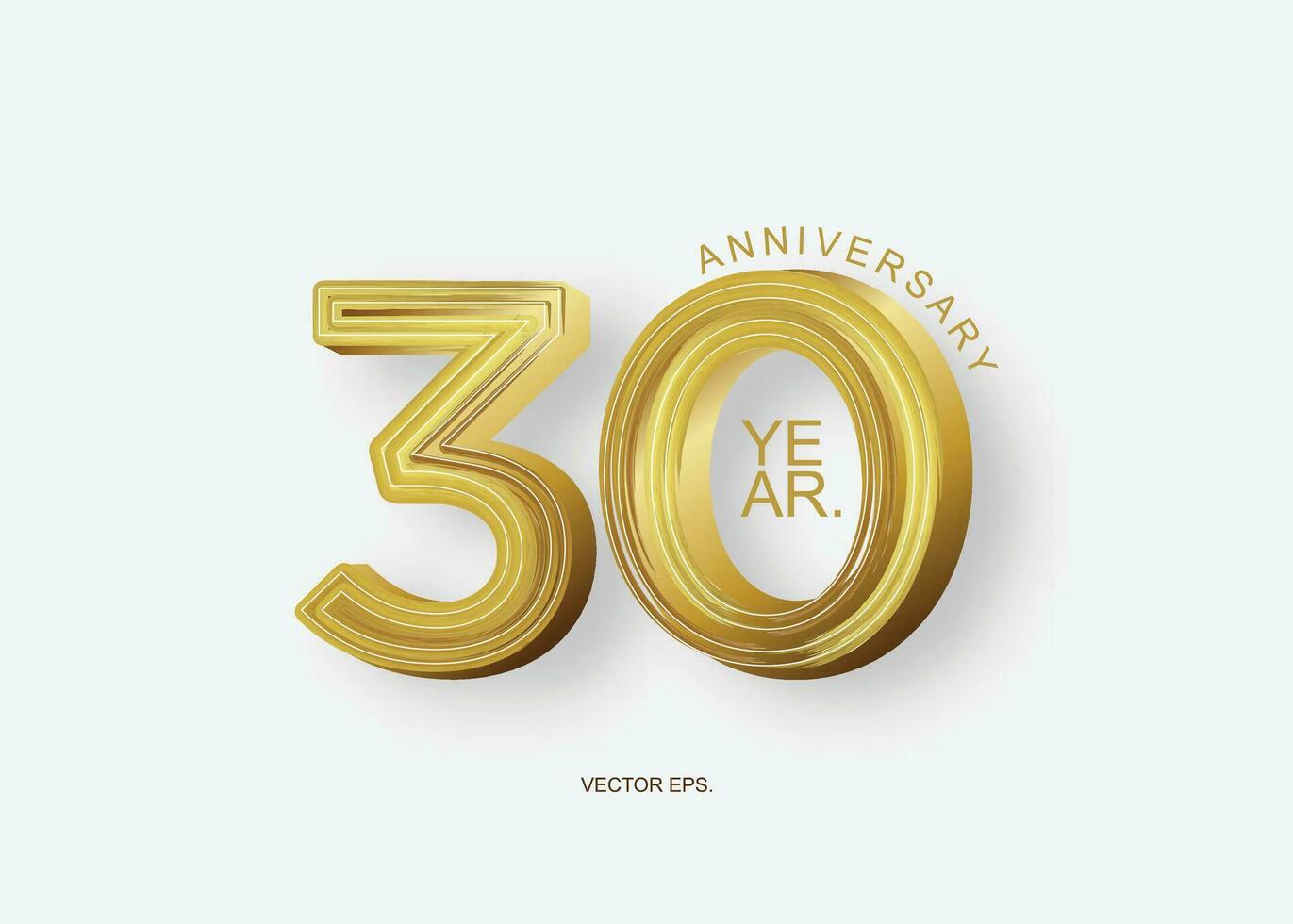 30th anniversary golden number sign with a white background vector