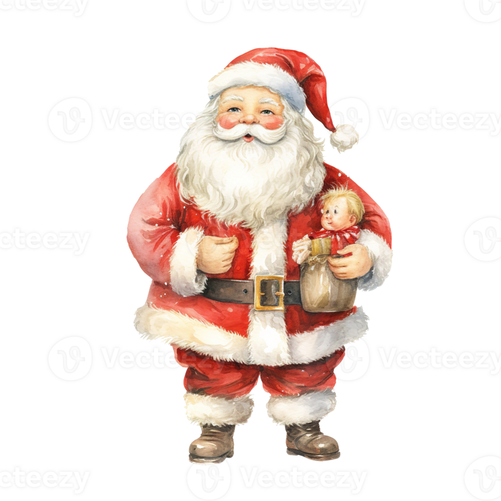 Santa Claus For Christmas Event. Watercolor Style. AI Generated png