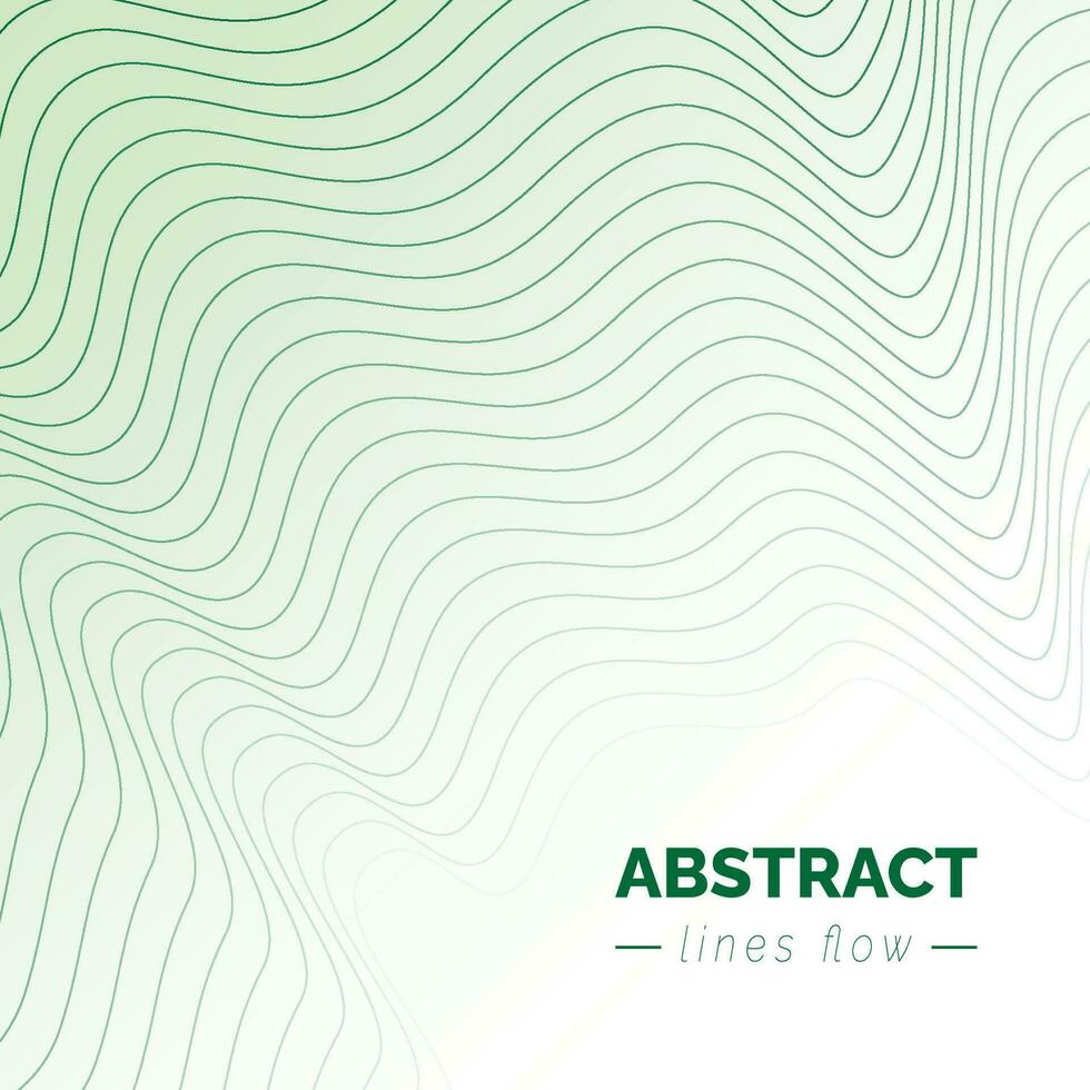 Abstract flow green wavy lines background, modern moving lines design, futuristic technology concept, vector illustration