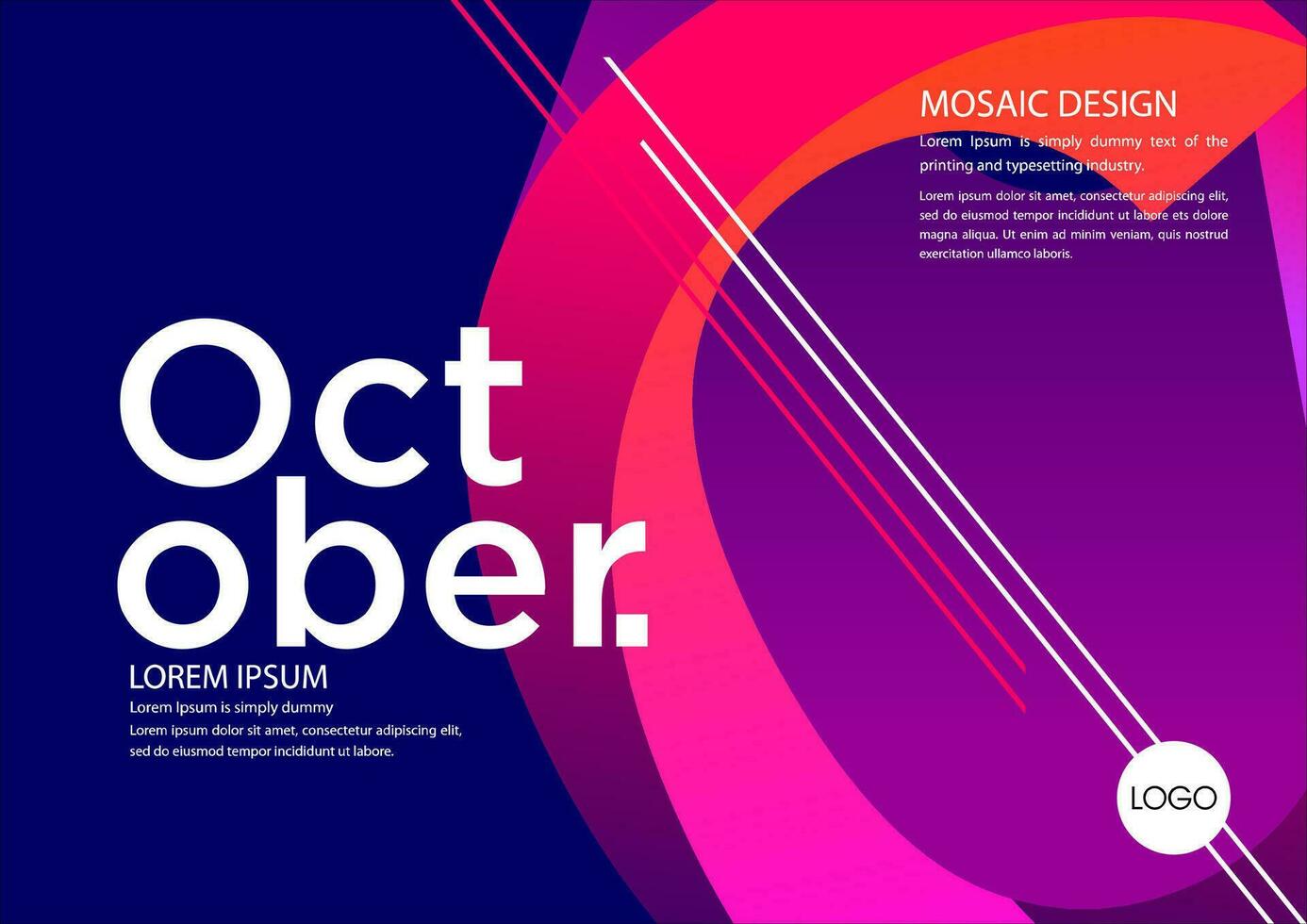 october calendar template with geometric shapes vector