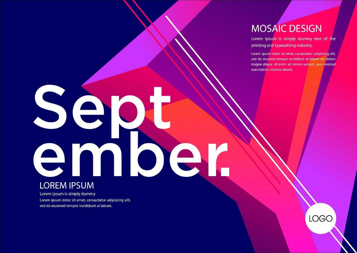september calendar template with geometric shapes vector