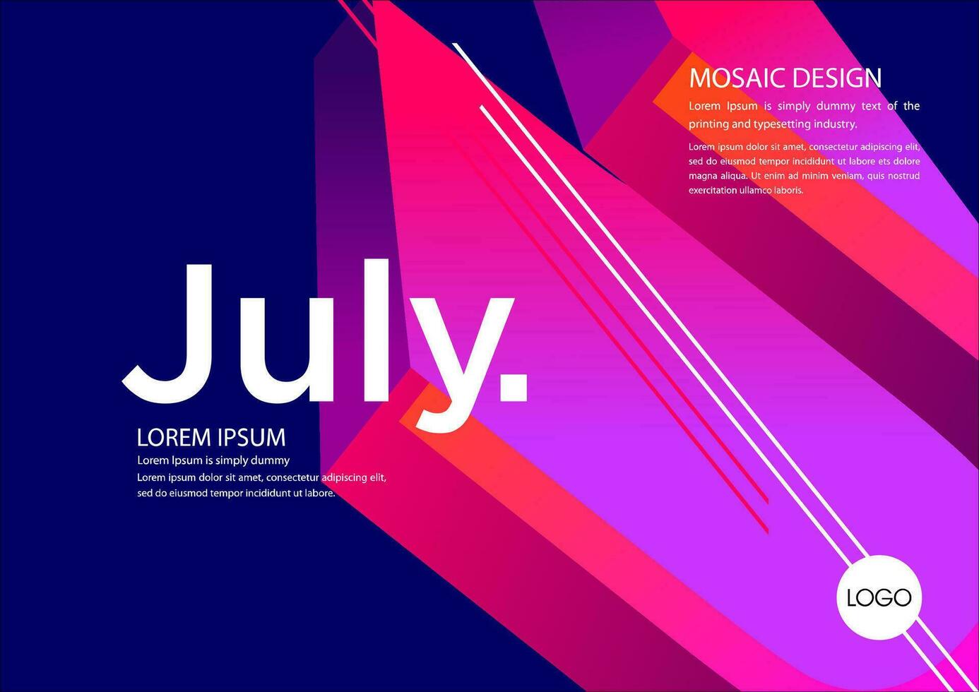 july calendar template with geometric shapes vector