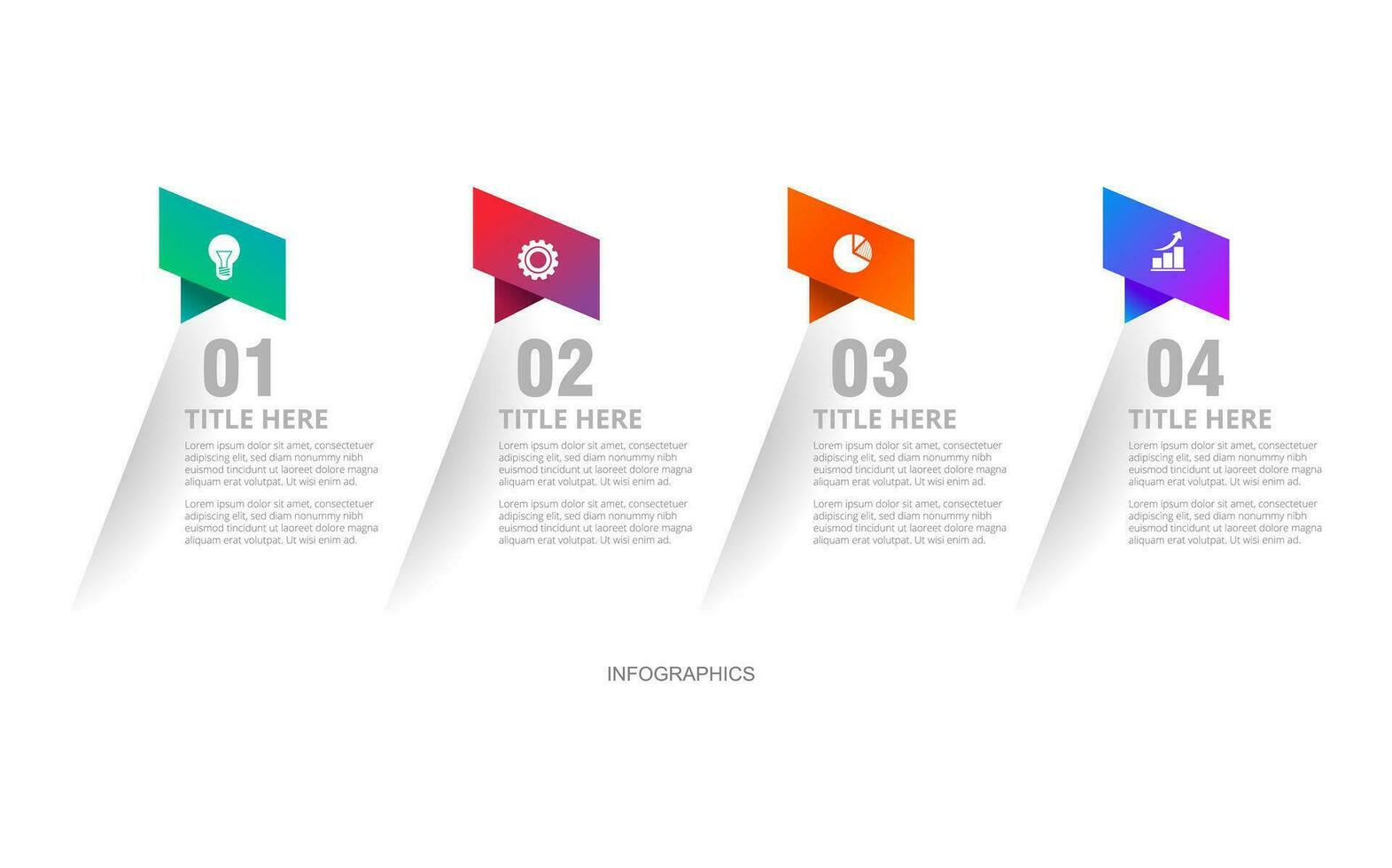 infographic template with four steps and arrows vector