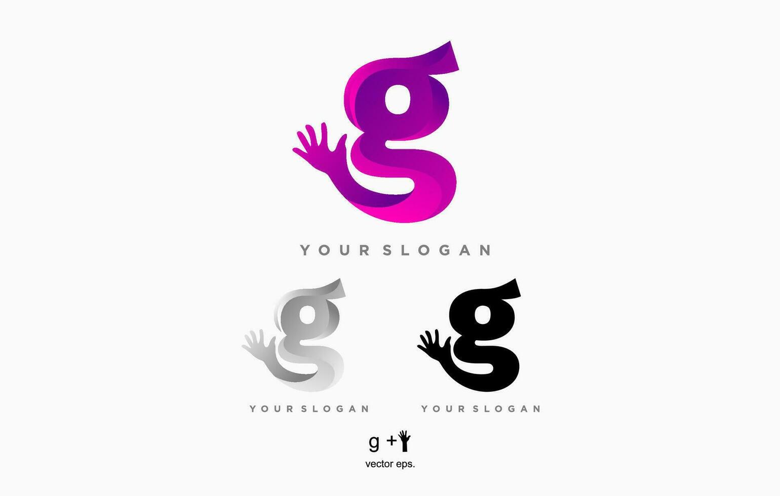 a logo for a company that is called madlorette, G letter with hand logo vector template