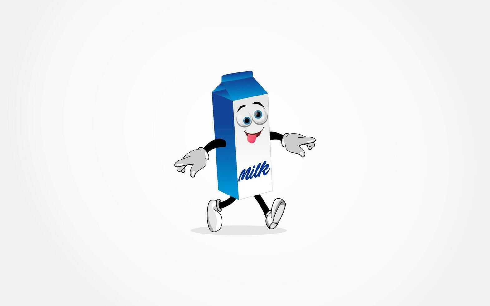 a cartoon milk carton character running and smiling vector