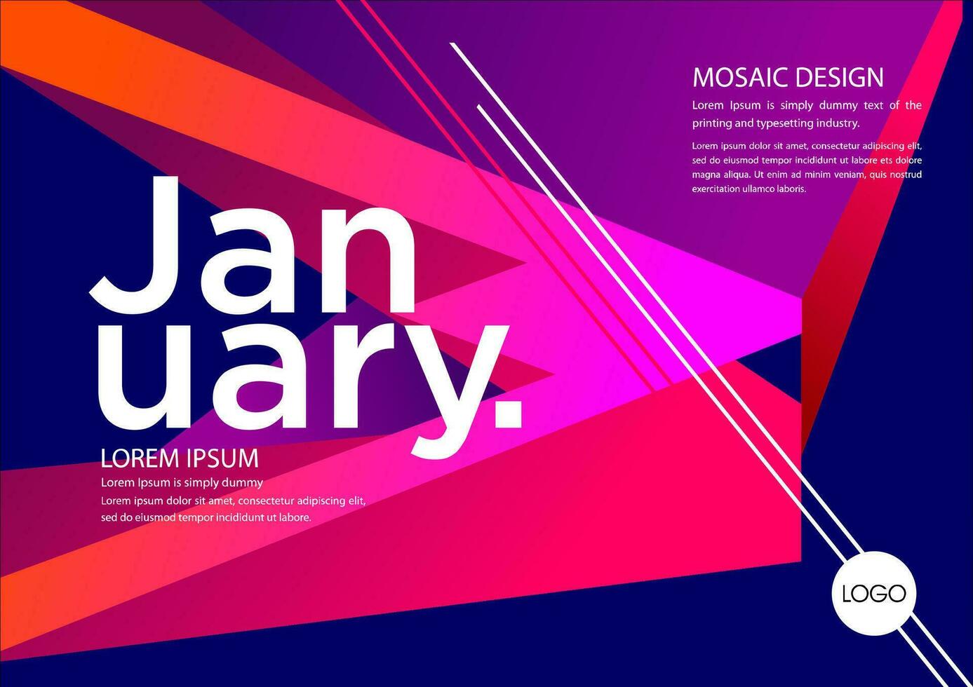 january calendar template with geometric shapes vector