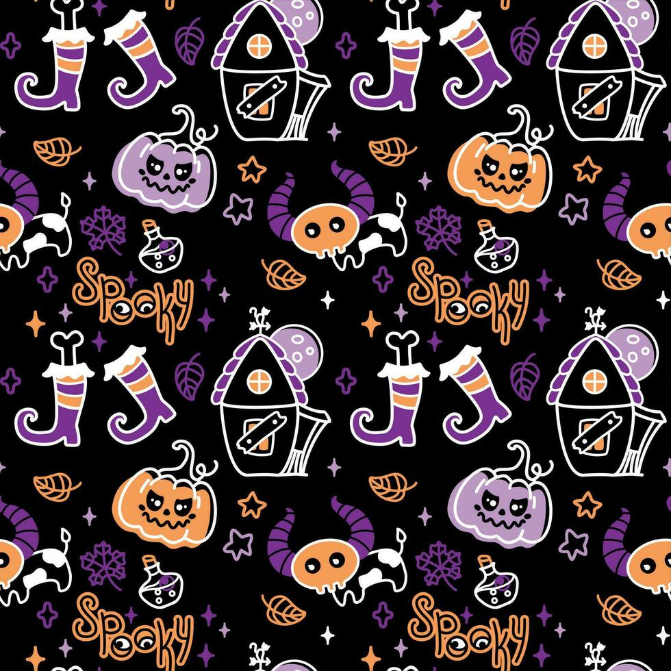 Ghost house on a scary night. Halloween characters. Kid print. seamless print. vector
