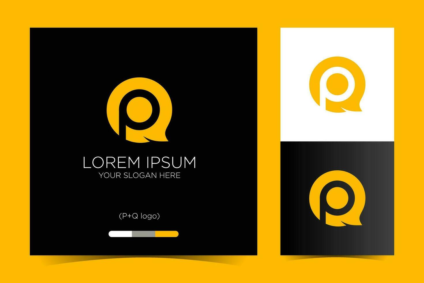 the letter Q and P logo with a yellow background and business card vector