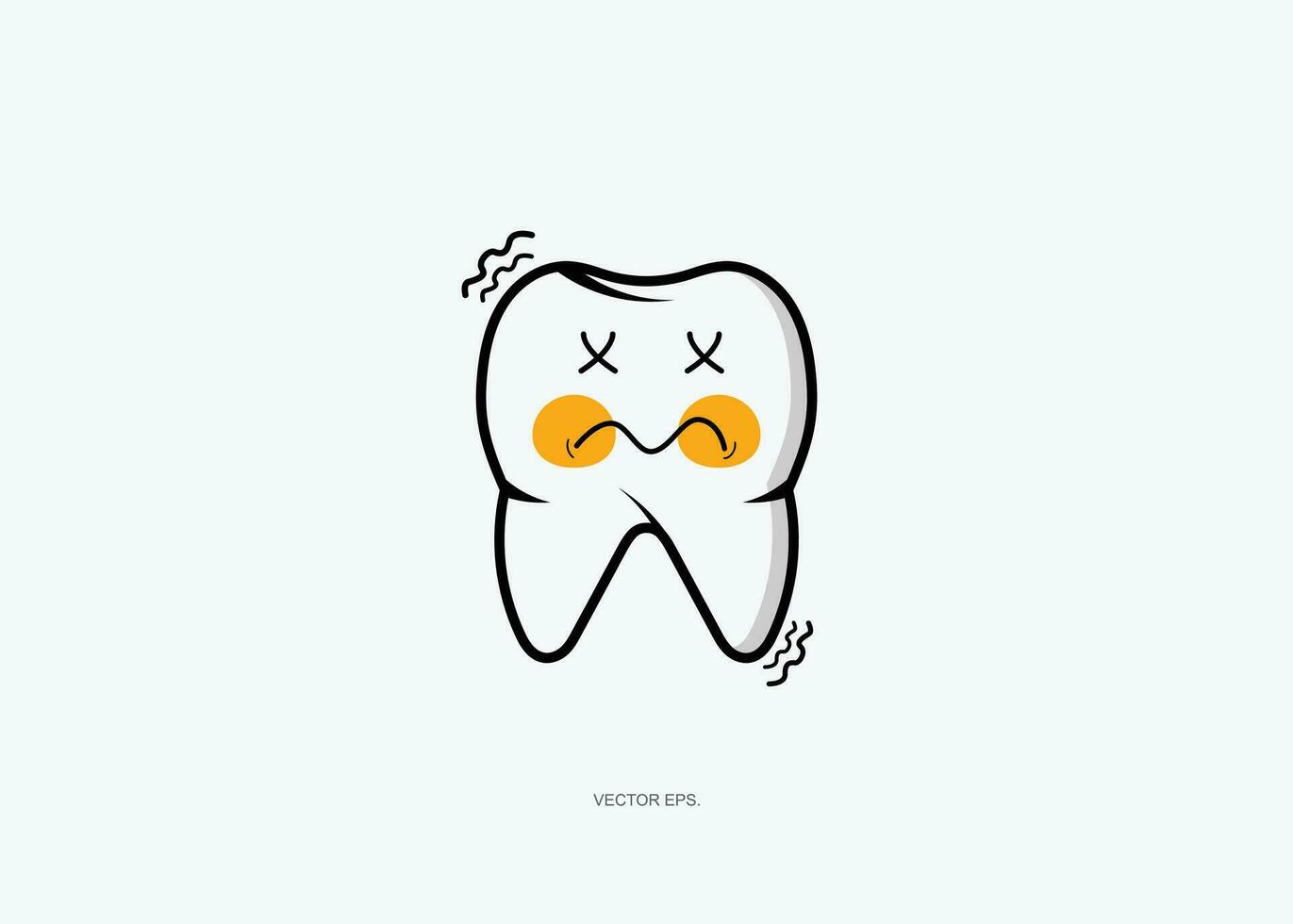 a tooth decay with a sad face on it vector
