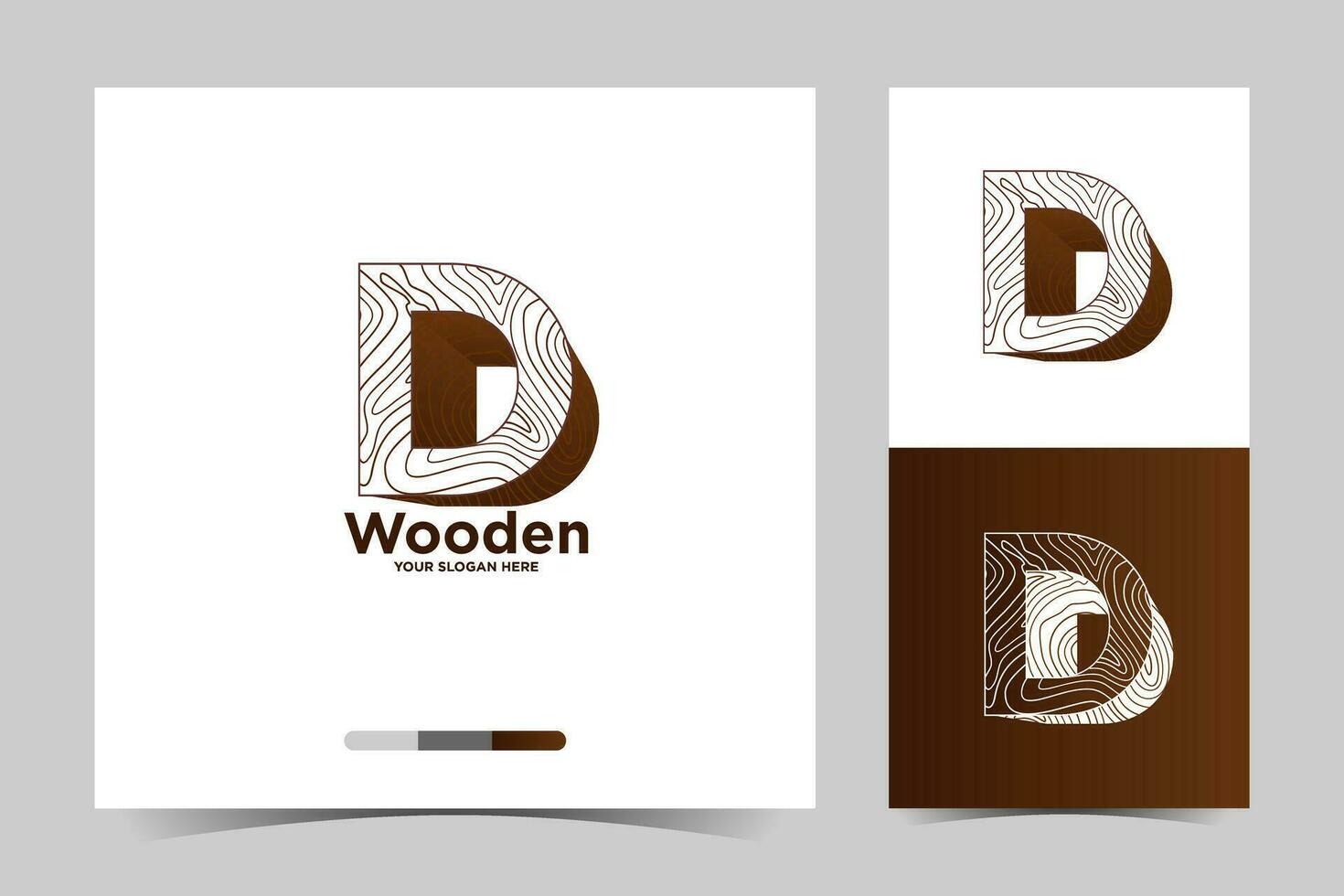 wooden letter d logo and business card template vector