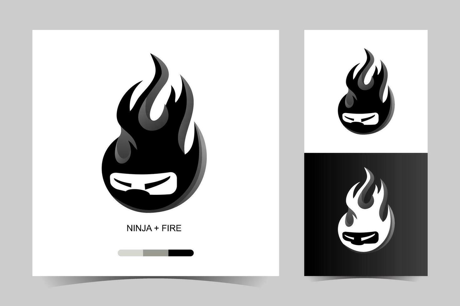 ninja fuego logo diseño modelo vector ilustración