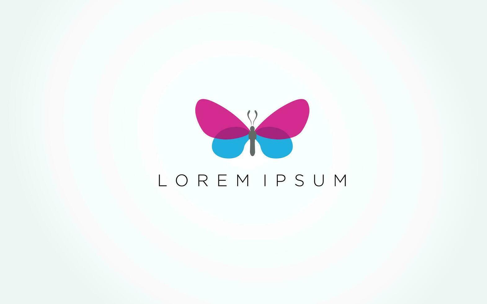 a butterfly logo with a blue and pink color vector