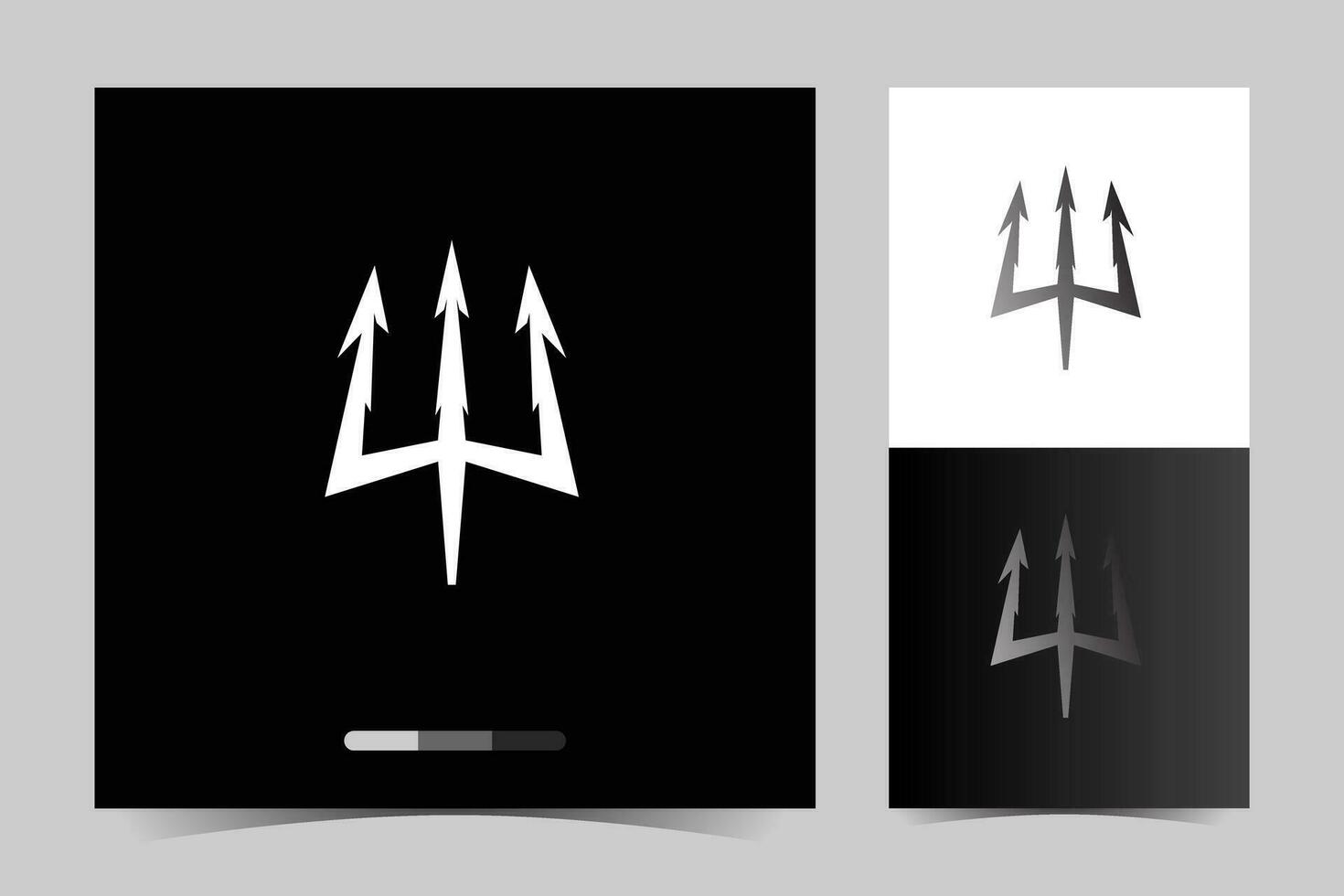 a black and white logo with a spear, trident king and a black and white background vector