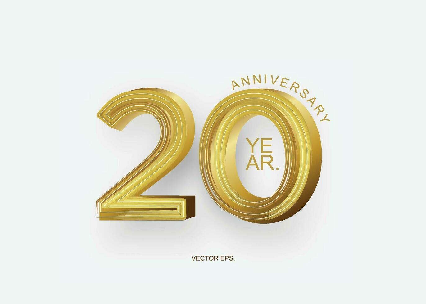 20th anniversary logo with gold number 20 vector