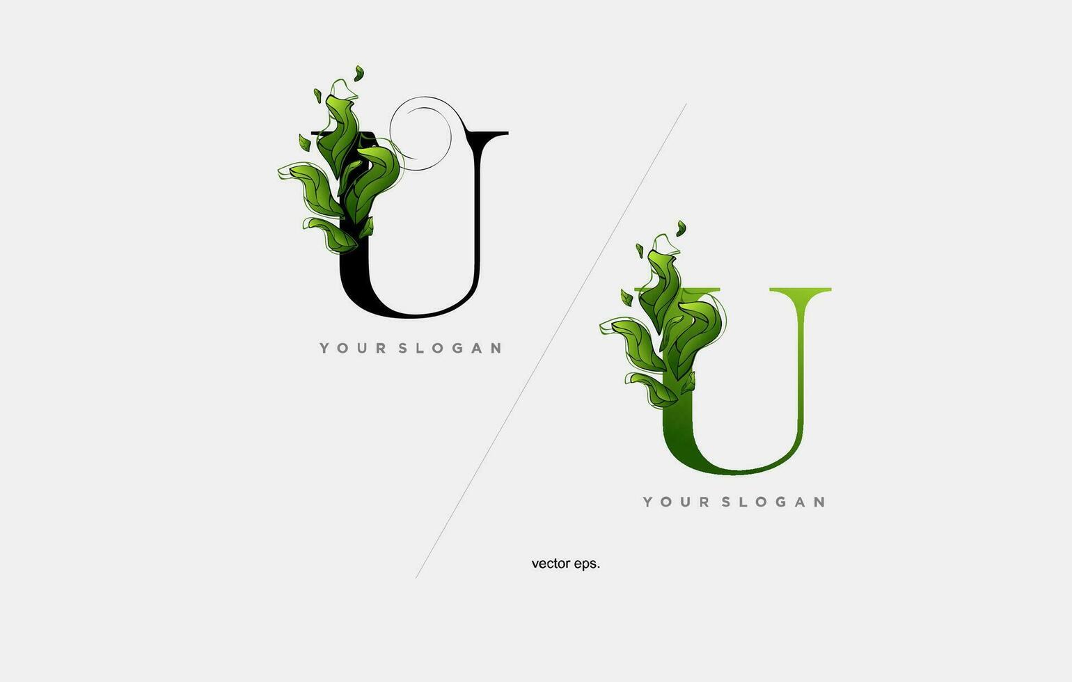 leaf letter U logo vector