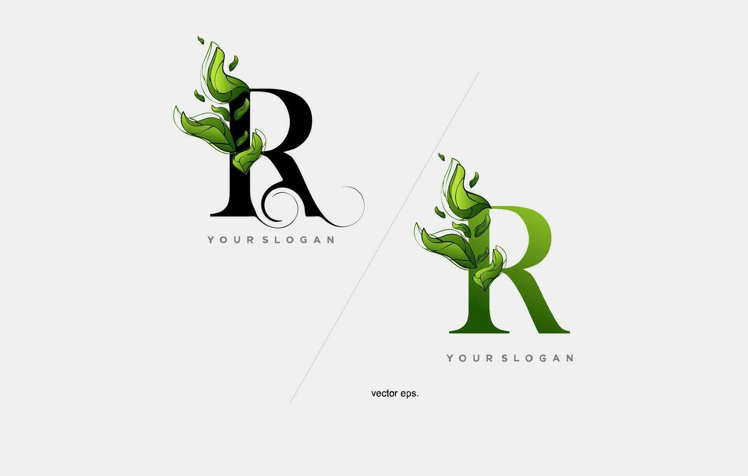 hoja letra r logo vector