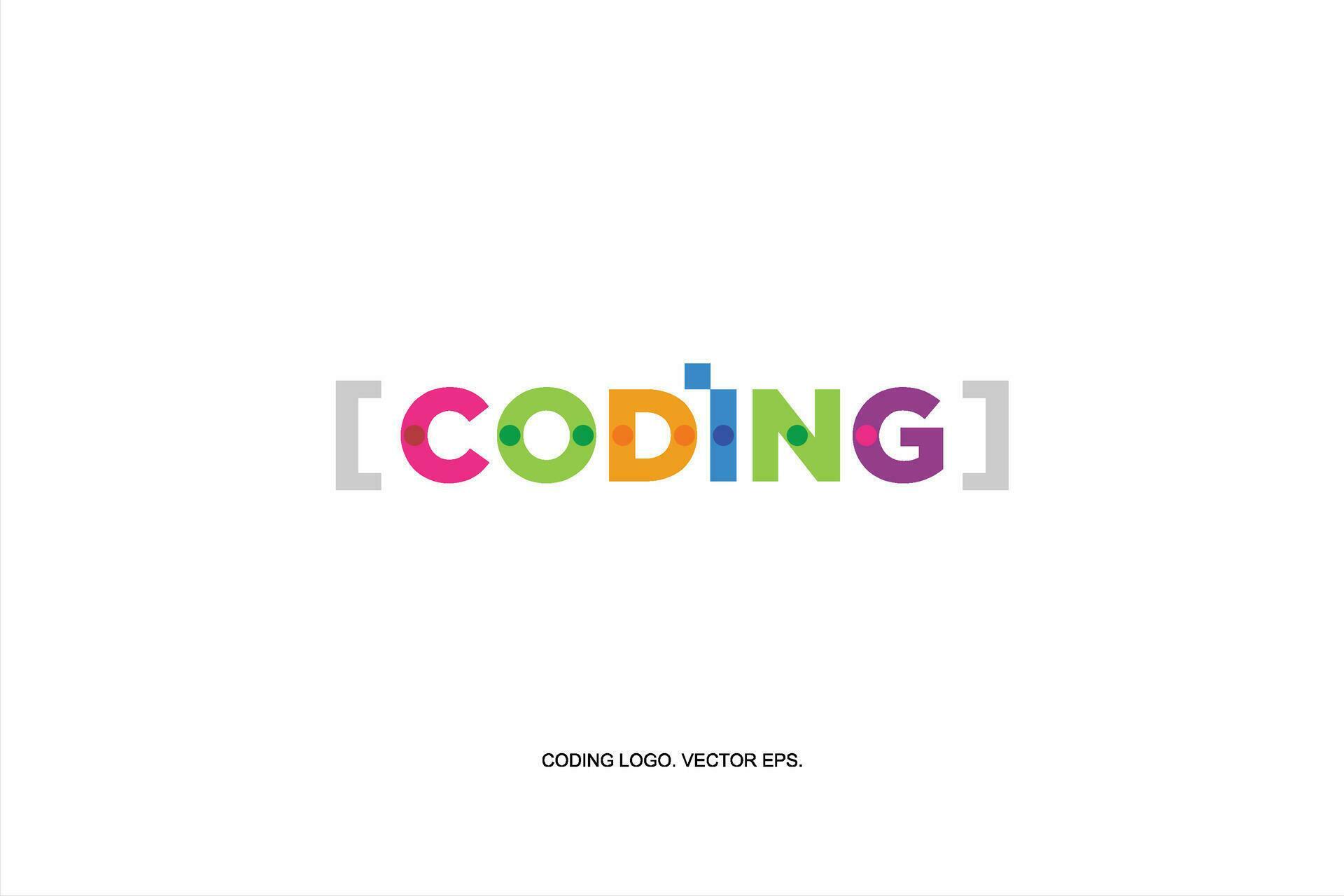 the word coding is written in colorful letters on a white background ...